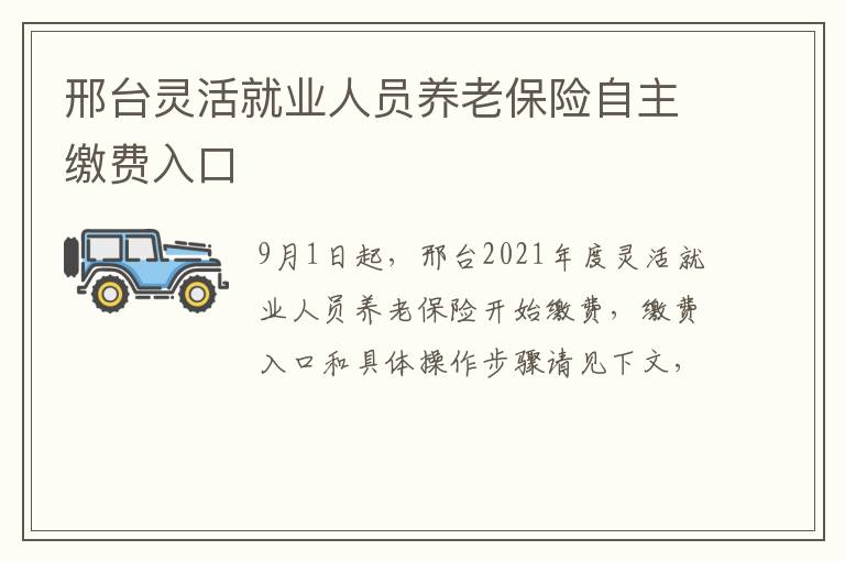 邢台灵活就业人员养老保险自主缴费入口