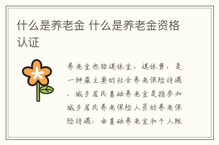 什么是养老金 什么是养老金资格认证
