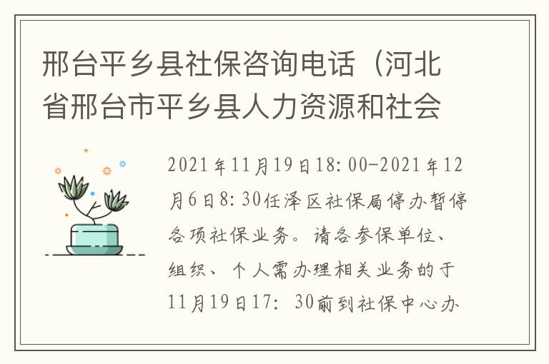 邢台平乡县社保咨询电话（河北省邢台市平乡县人力资源和社会保障局）