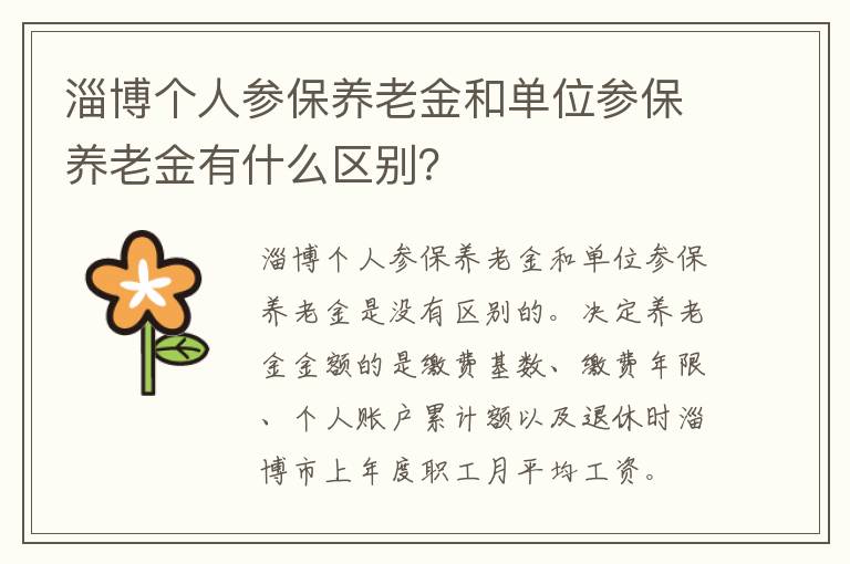淄博个人参保养老金和单位参保养老金有什么区别？