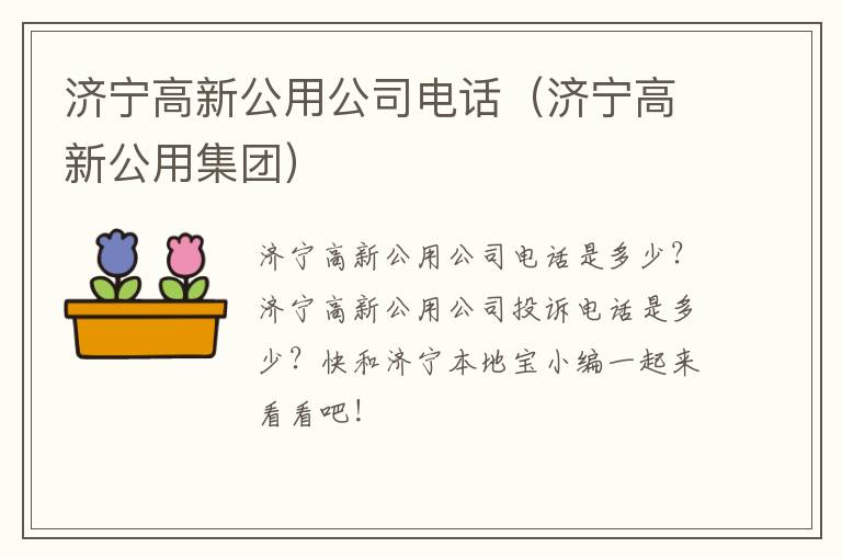 济宁高新公用公司电话（济宁高新公用集团）