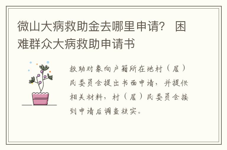 微山大病救助金去哪里申请？ 困难群众大病救助申请书