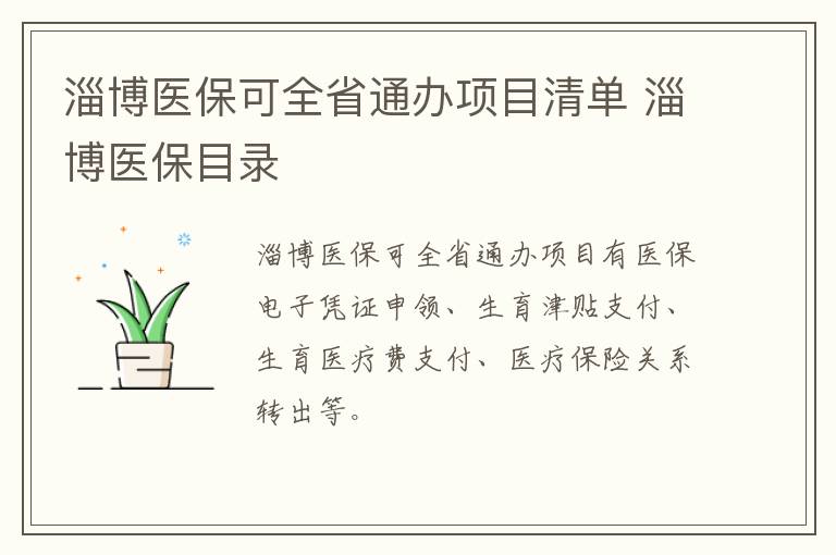 淄博医保可全省通办项目清单 淄博医保目录