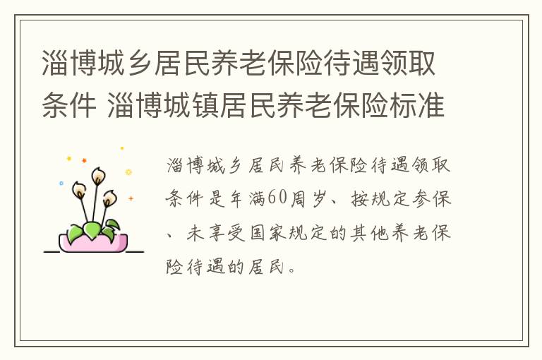 淄博城乡居民养老保险待遇领取条件 淄博城镇居民养老保险标准及领取标准