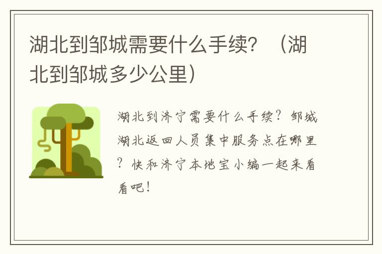 湖北到邹城需要什么手续?(湖北到邹城多少公里)