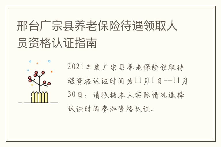 邢台广宗县养老保险待遇领取人员资格认证指南