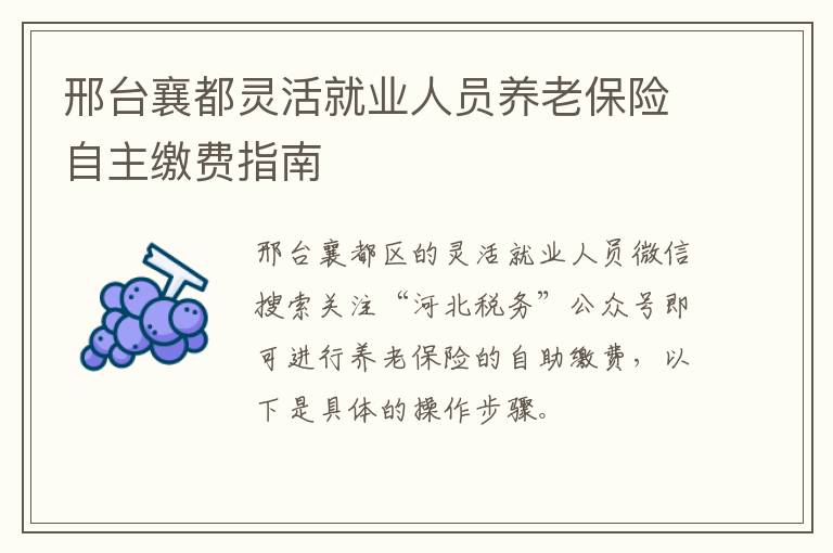邢台襄都灵活就业人员养老保险自主缴费指南