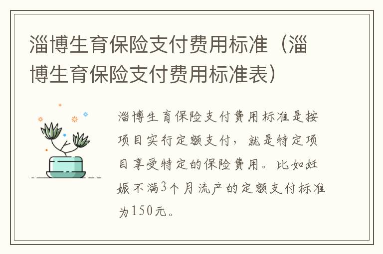 淄博生育保险支付费用标准（淄博生育保险支付费用标准表）