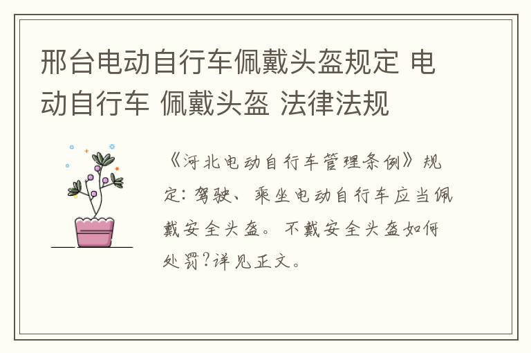邢台电动自行车佩戴头盔规定 电动自行车 佩戴头盔 法律法规