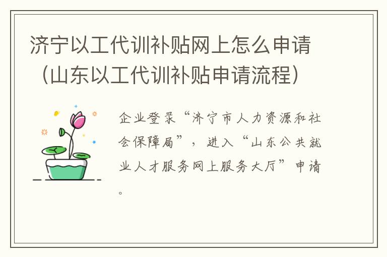 济宁以工代训补贴网上怎么申请（山东以工代训补贴申请流程）