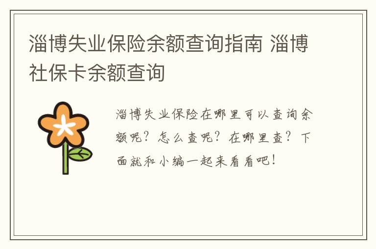 淄博失业保险余额查询指南 淄博社保卡余额查询