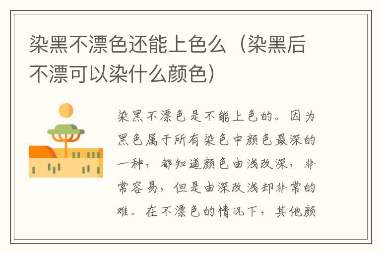 染黑不漂色还能上色么（染黑后不漂可以染什么颜色）