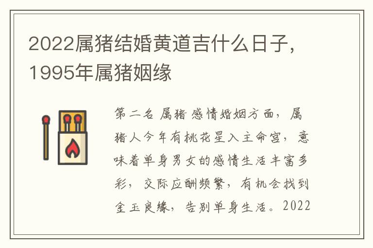 2022属猪结婚黄道吉什么日子，1995年属猪姻缘
