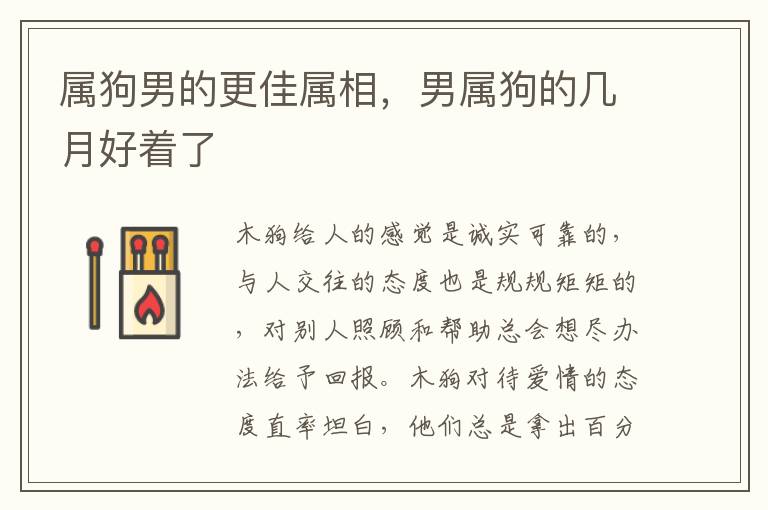 属狗男的更佳属相，男属狗的几月好着了