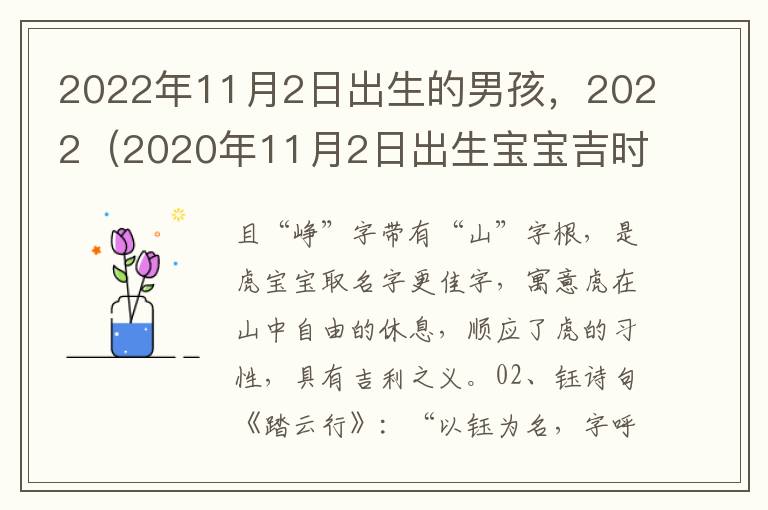2022年11月2日出生的男孩，2022（2020年11月2日出生宝宝吉时）