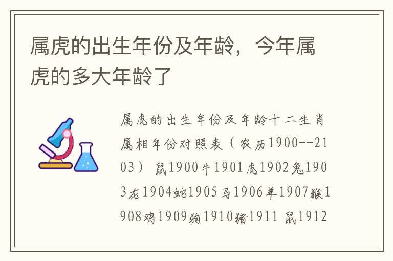 属虎的出生年份及年龄，今年属虎的多大年龄了