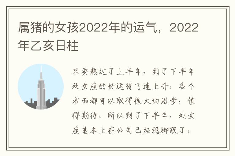 属猪的女孩2022年的运气，2022年乙亥日柱