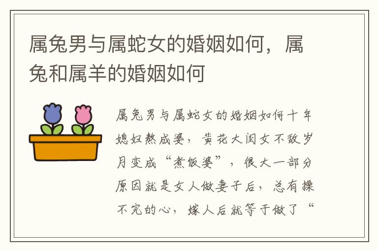 属兔男与属蛇女的婚姻如何，属兔和属羊的婚姻如何