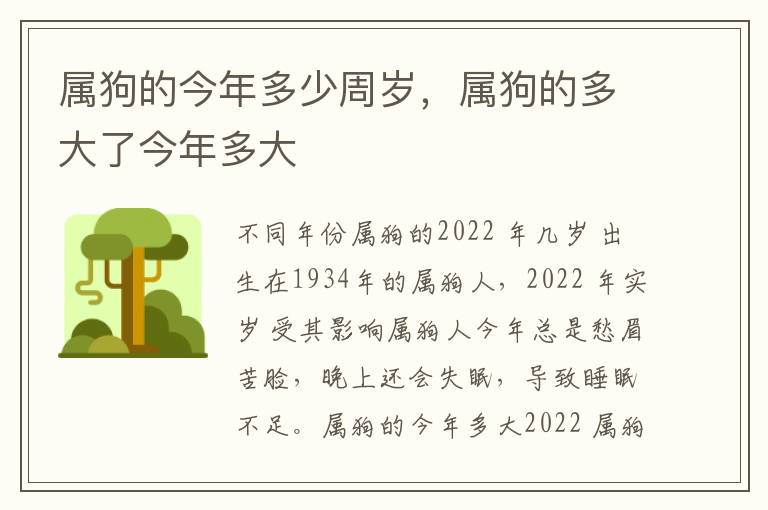 属狗的今年多少周岁，属狗的多大了今年多大