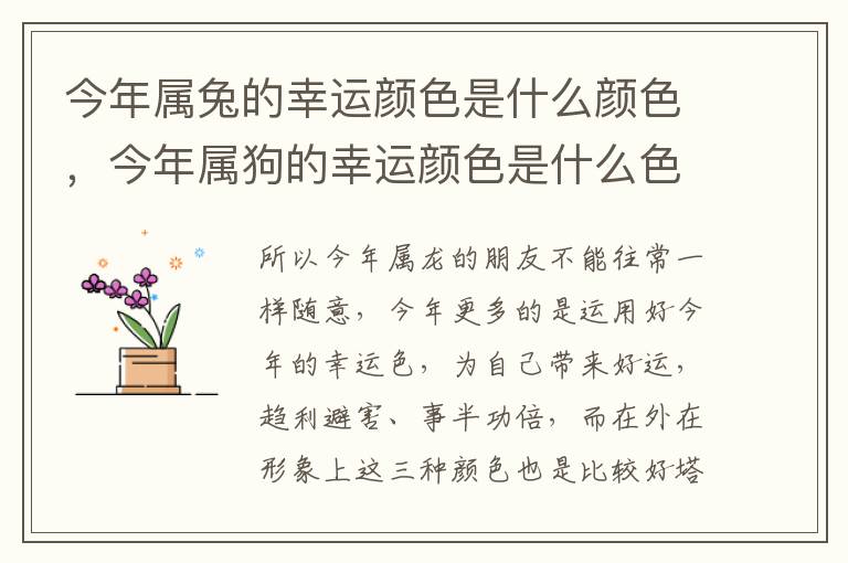 今年属兔的幸运颜色是什么颜色,今年属狗的幸运颜色是什么色