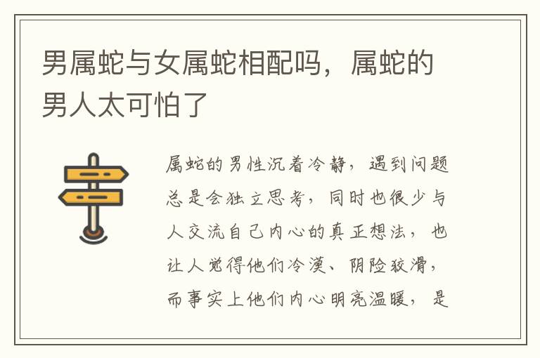 男属蛇与女属蛇相配吗，属蛇的男人太可怕了