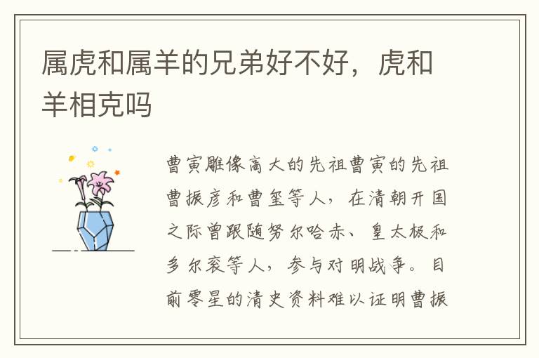 属虎和属羊的兄弟好不好，虎和羊相克吗