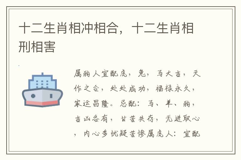 十二生肖相冲相合，十二生肖相刑相害
