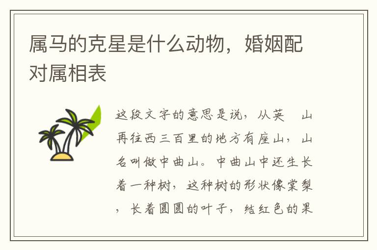 属马的克星是什么动物,婚姻配对属相表