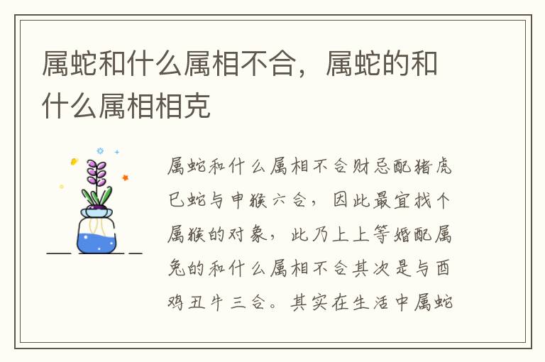 属蛇和什么属相不合,属蛇的和什么属相相克