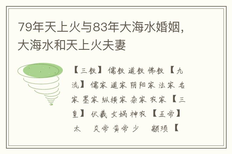 79年天上火与83年大海水婚姻，大海水和天上火夫妻