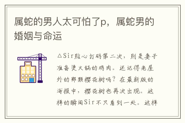 属蛇的男人太可怕了p，属蛇男的婚姻与命运