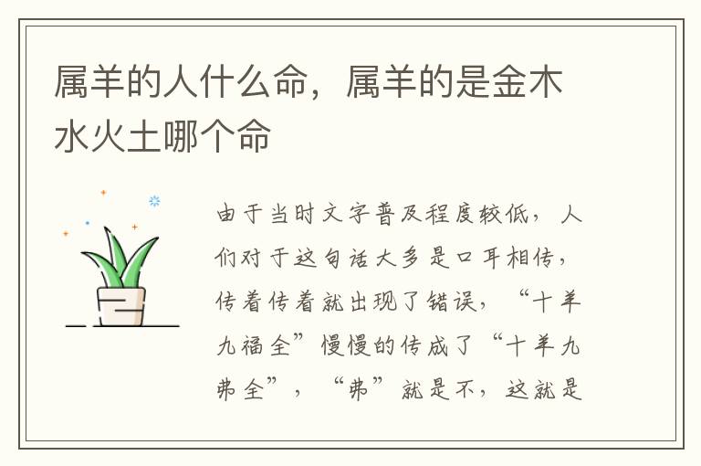 属羊的人什么命,属羊的是金木水火土哪个命
