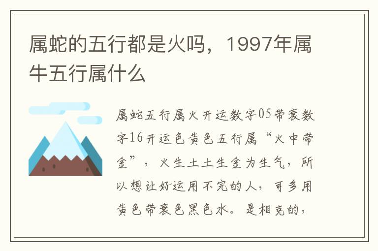 属蛇的五行都是火吗，1997年属牛五行属什么