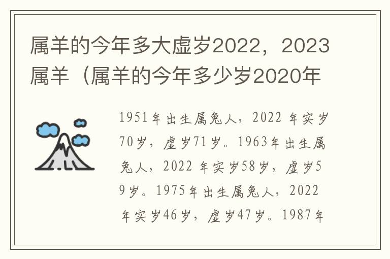 属羊的今年多大虚岁2022，2023属羊（属羊的今年多少岁2020年虚岁）