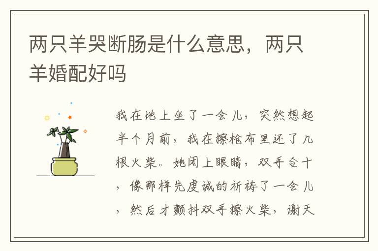两只羊哭断肠是什么意思，两只羊婚配好吗