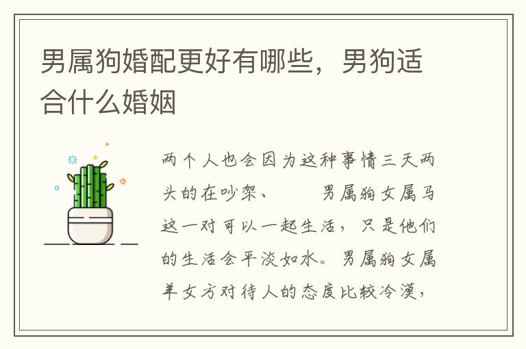 男属狗婚配更好有哪些，男狗适合什么婚姻
