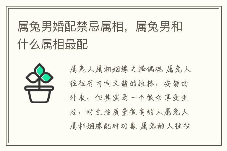 属兔男婚配禁忌属相，属兔男和什么属相最配