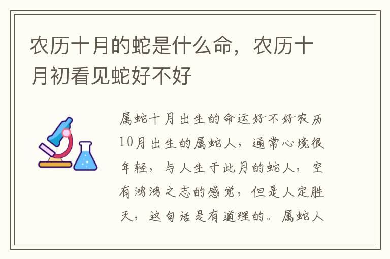 农历十月的蛇是什么命，农历十月初看见蛇好不好