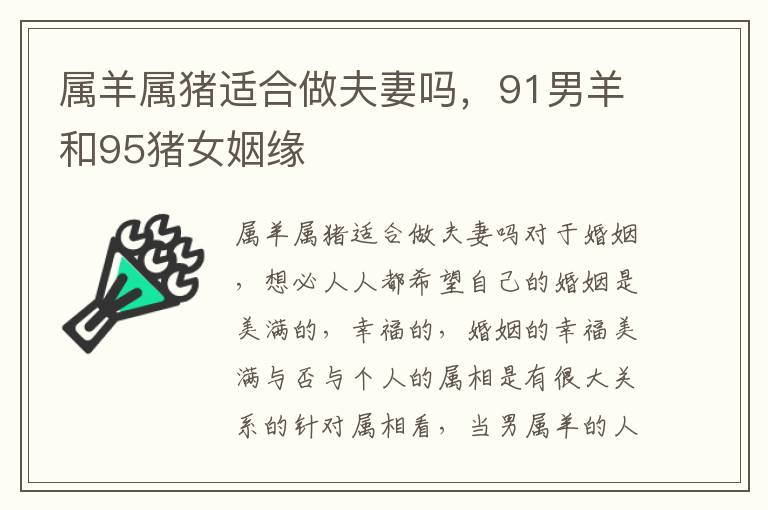 属羊属猪适合做夫妻吗，91男羊和95猪女姻缘