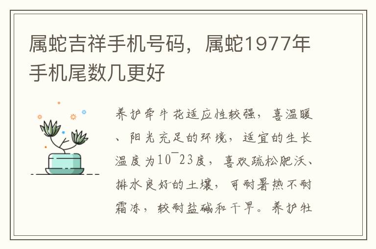 属蛇吉祥手机号码，属蛇1977年手机尾数几更好