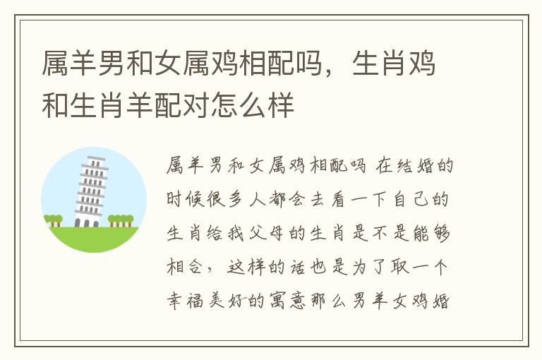 属羊男和女属鸡相配吗，生肖鸡和生肖羊配对怎么样