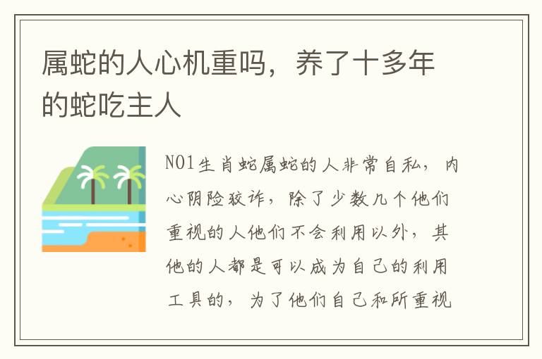 属蛇的人心机重吗，养了十多年的蛇吃主人