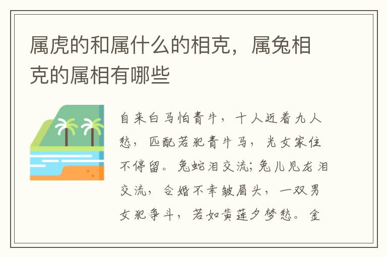 属虎的和属什么的相克，属兔相克的属相有哪些