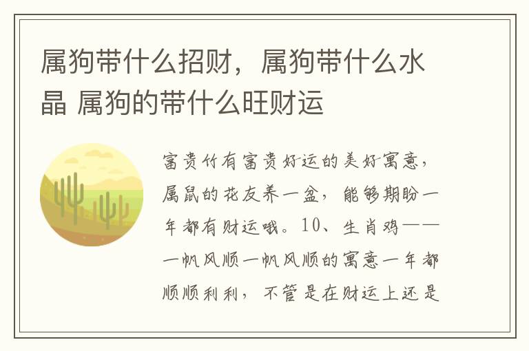 属狗带什么招财，属狗带什么水晶 属狗的带什么旺财运