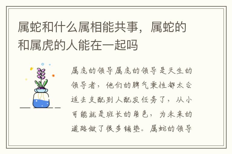 属蛇和什么属相能共事，属蛇的和属虎的人能在一起吗