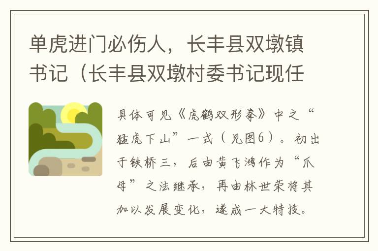 单虎进门必伤人，长丰县双墩镇书记（长丰县双墩村委书记现任是谁）