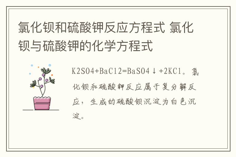 氯化钡和硫酸钾反应方程式 氯化钡与硫酸钾的化学方程式