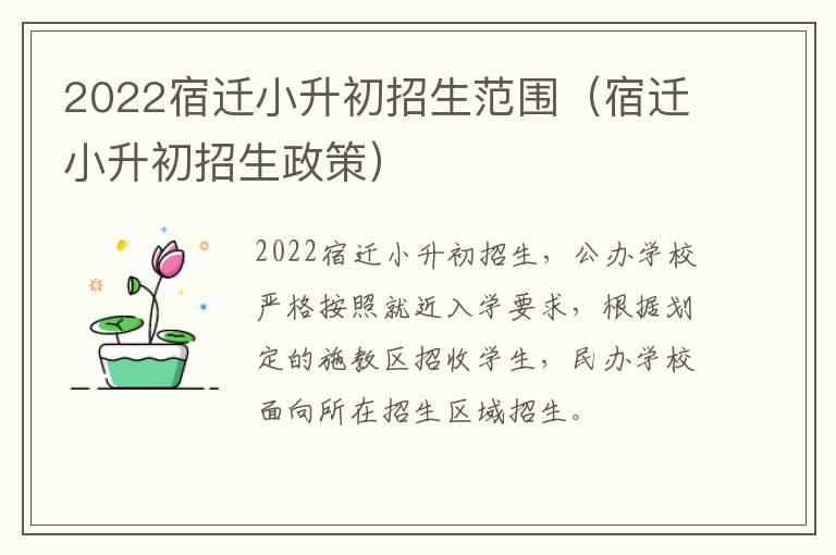 2022宿迁小升初招生范围（宿迁小升初招生政策）