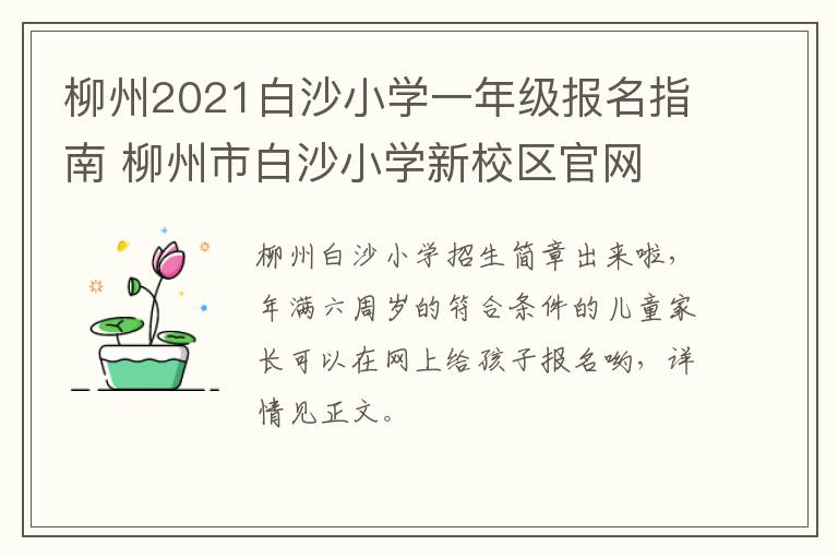 柳州2021白沙小学一年级报名指南 柳州市白沙小学新校区官网
