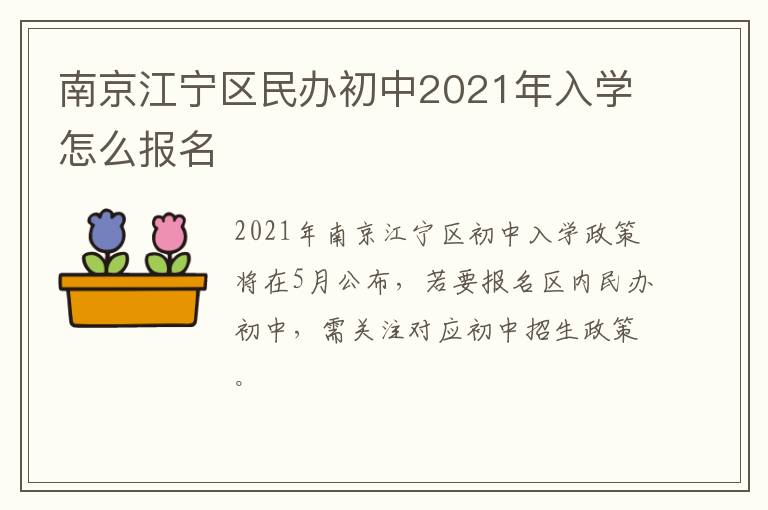 南京江宁区民办初中2021年入学怎么报名